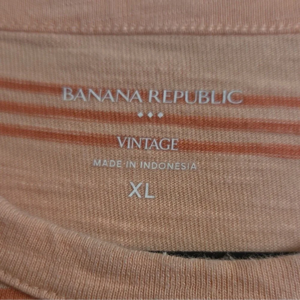 Banana Republic Vintage Men’s Pink Orange Striped Crew Neck T-Shirt XL